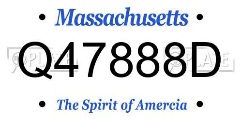 Q47888D Massachusetts License Plate