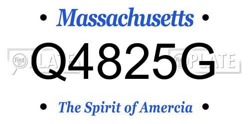 Q4825G Massachusetts License Plate