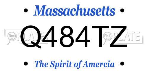 Q484TZ Massachusetts License Plate