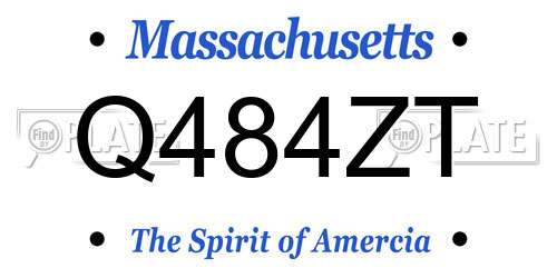 Q484ZT Massachusetts License Plate