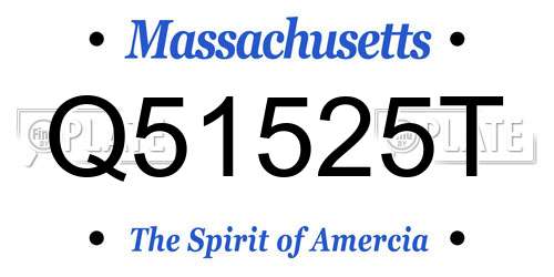 Q51525T Massachusetts License Plate
