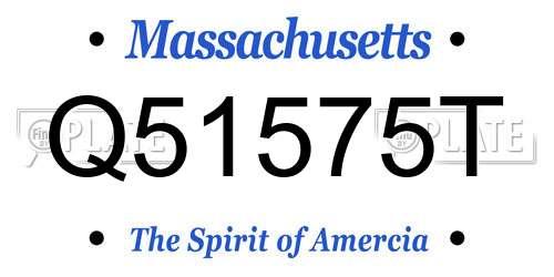 Q51575T Massachusetts License Plate