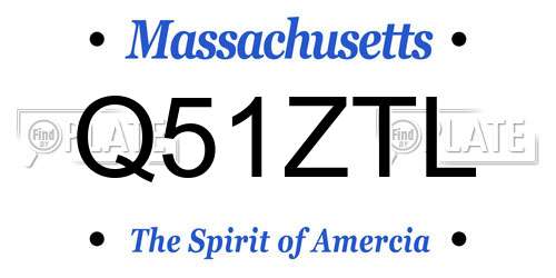 Q51ZTL Massachusetts License Plate