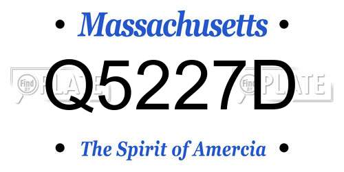 Q5227D Massachusetts License Plate