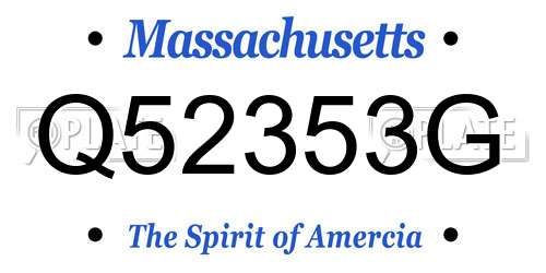 Q52353G Massachusetts License Plate