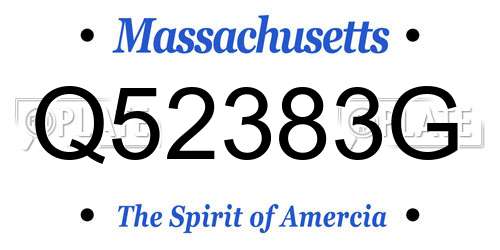 Q52383G Massachusetts License Plate