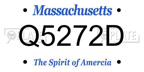 Q5272D Massachusetts License Plate