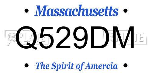 Q529DM Massachusetts License Plate
