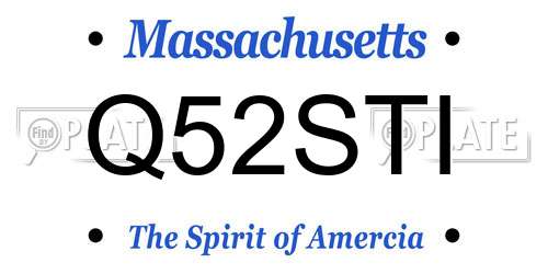 Q52STI Massachusetts License Plate