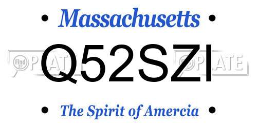 Q52SZI Massachusetts License Plate