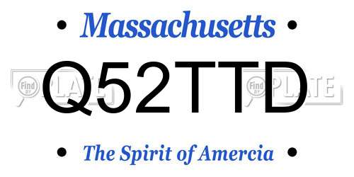Q52TTD Massachusetts License Plate