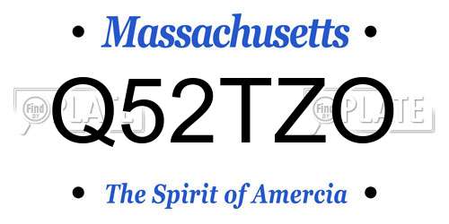 Q52TZO Massachusetts License Plate