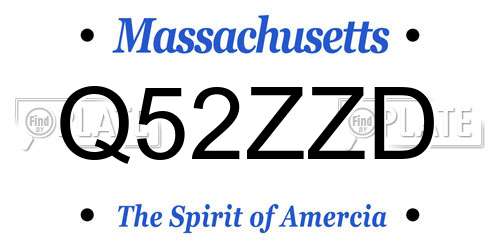 Q52ZZD Massachusetts License Plate