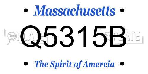 Q5315B Massachusetts License Plate