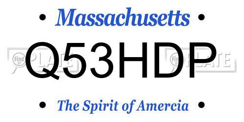Q53HDP Massachusetts License Plate