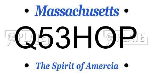 Q53HOP Massachusetts License Plate