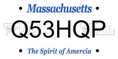 Q53HQP Massachusetts License Plate
