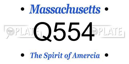 Q554 Massachusetts License Plate
