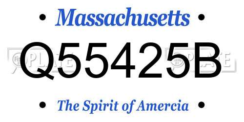 Q55425B Massachusetts License Plate