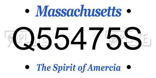 Q55475S Massachusetts License Plate