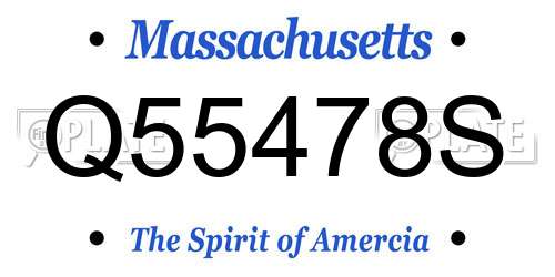 Q55478S Massachusetts License Plate