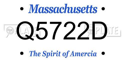 Q5722D Massachusetts License Plate