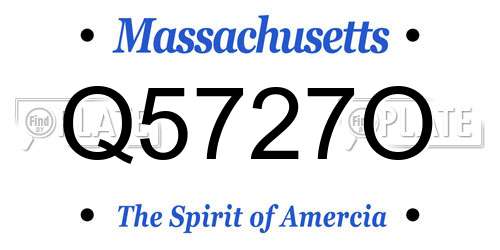 Q5727O Massachusetts License Plate