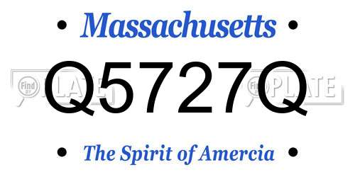 Q5727Q Massachusetts License Plate