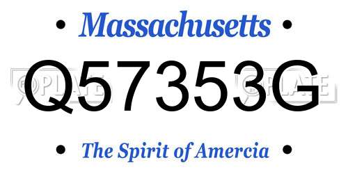 Q57353G Massachusetts License Plate