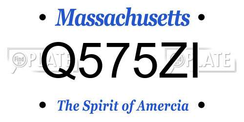 Q575ZI Massachusetts License Plate