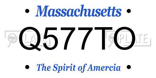 Q577TO Massachusetts License Plate
