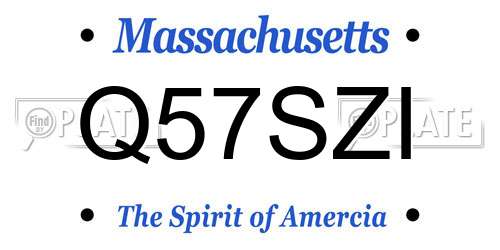 Q57SZI Massachusetts License Plate