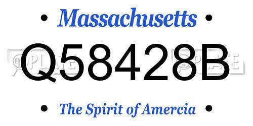 Q58428B Massachusetts License Plate
