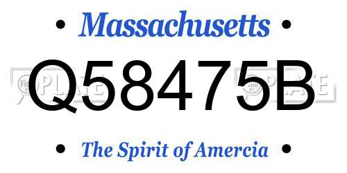 Q58475B Massachusetts License Plate