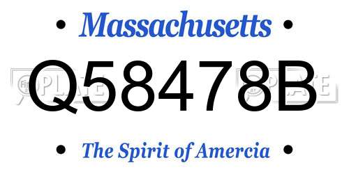 Q58478B Massachusetts License Plate