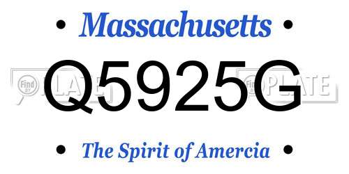 Q5925G Massachusetts License Plate