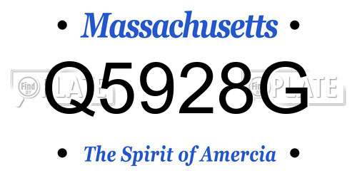 Q5928G Massachusetts License Plate