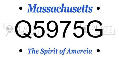 Q5975G Massachusetts License Plate