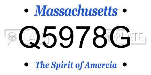 Q5978G Massachusetts License Plate