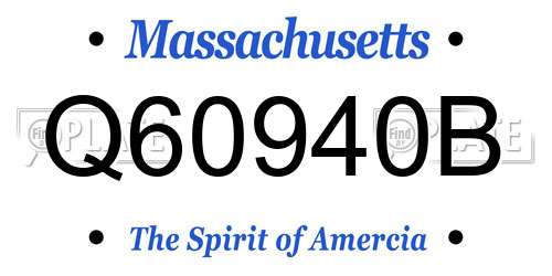 Q60940B Massachusetts License Plate