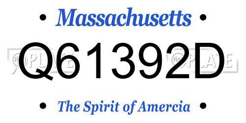 Q61392D Massachusetts License Plate