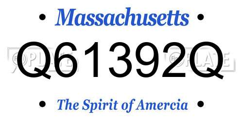 Q61392Q Massachusetts License Plate