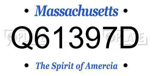 Q61397D Massachusetts License Plate