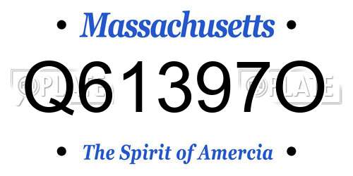 Q61397O Massachusetts License Plate