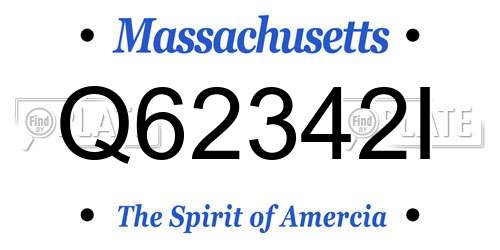 Q62342I Massachusetts License Plate