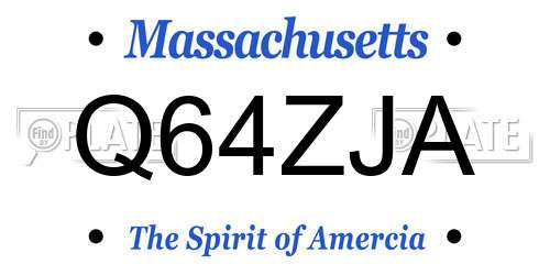 Q64ZJA Massachusetts License Plate