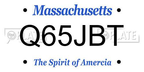 Q65JBT Massachusetts License Plate