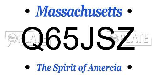 Q65JSZ Massachusetts License Plate