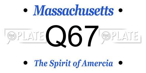 Q67 Massachusetts License Plate