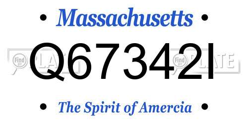 Q67342I Massachusetts License Plate